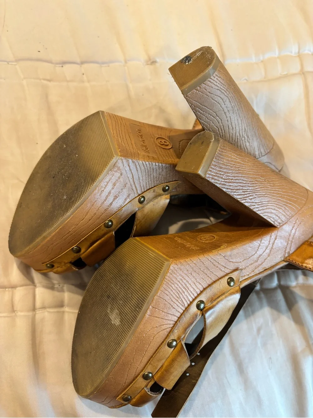 Xhilaration Tan Wooden Platform Sandals